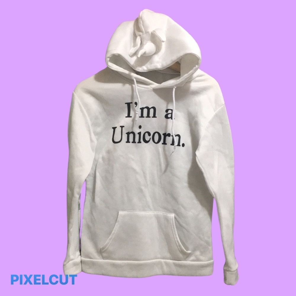 (3/$25)Unicorn hoodie “I’m a Unicorn.” With a horn